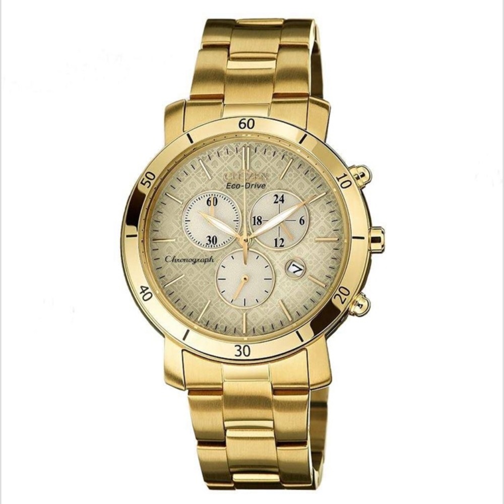 Citizen Eco-Drive Gold Plated Chronograph Watch